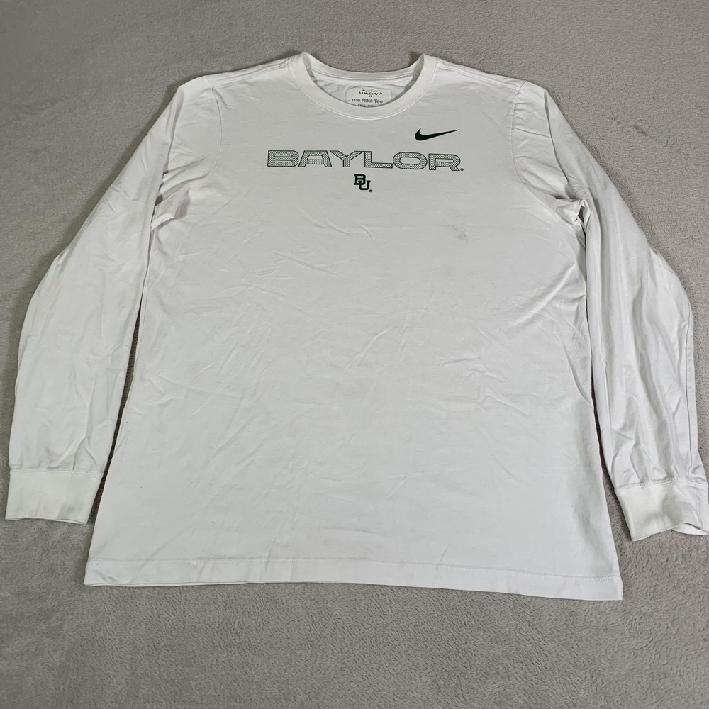 Baylor Bears Shirt Mens Large White Nike Dri-FIT Long Sleeve Player Issued #40